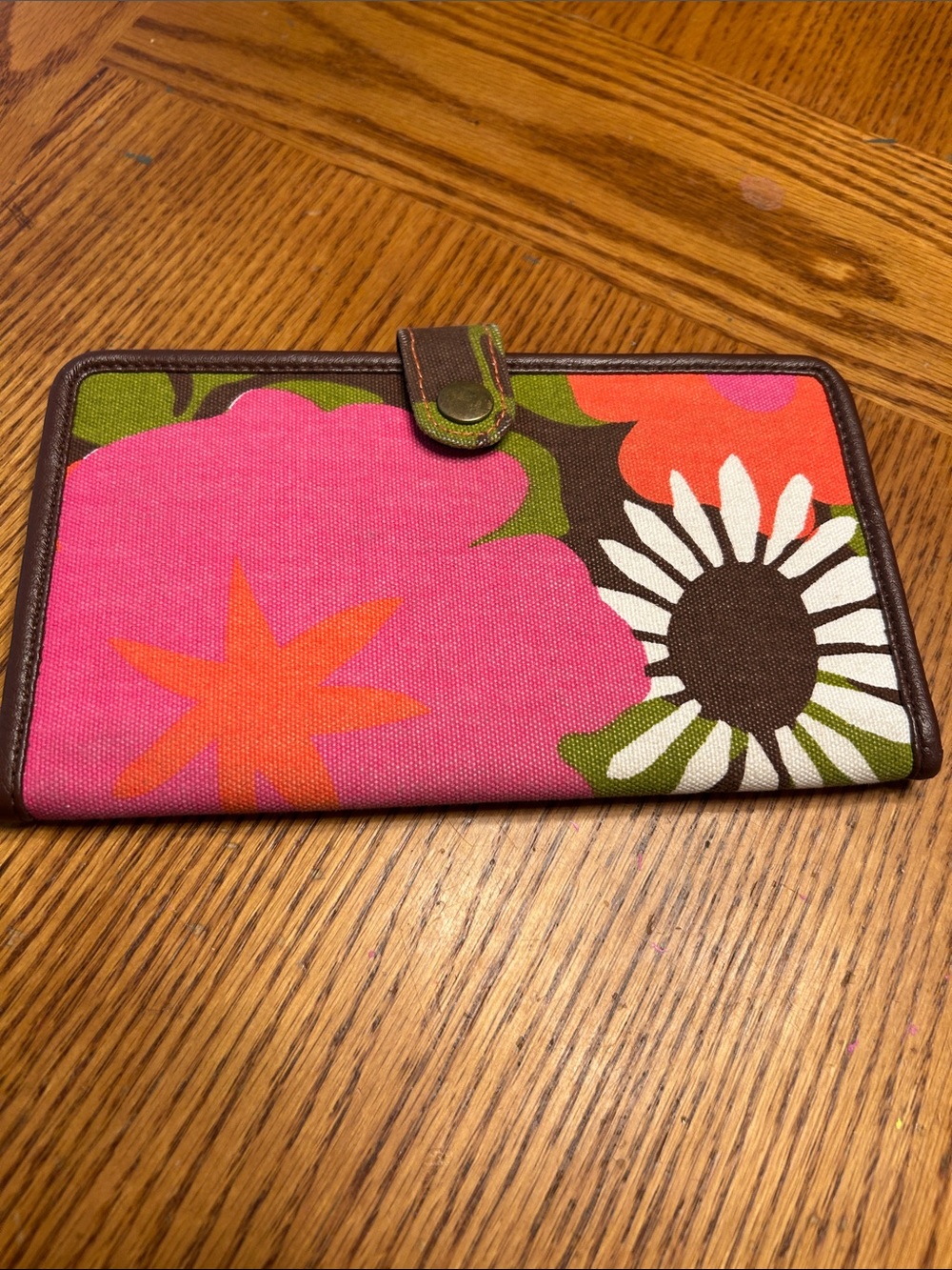 Floral Canvas Wallet in Pink, Orange, White & Green